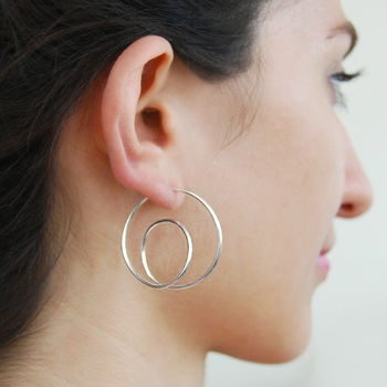 Silver Spiral Curl Statement Hoop Earrings, 2 of 7