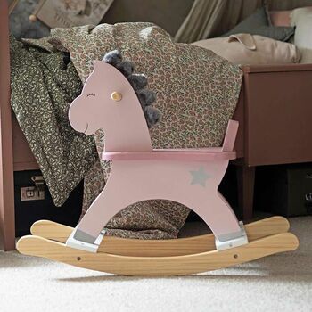 Pink Wooden Rocking Horse, 2 of 5
