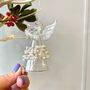 Christmas Glass Hanging Angel With Pearl Skirt, thumbnail 1 of 4