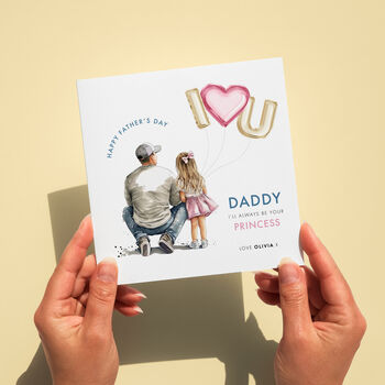 Daddy's Princess Blue Heart Balloon Father's Day Card, 4 of 5