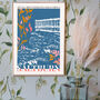 Saltburn Print Teal Blue Base, thumbnail 2 of 4