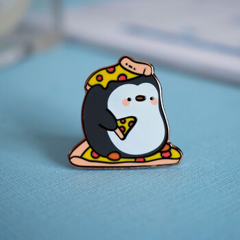 Cute Pizza Penguin Enamel Pin, 3 of 4