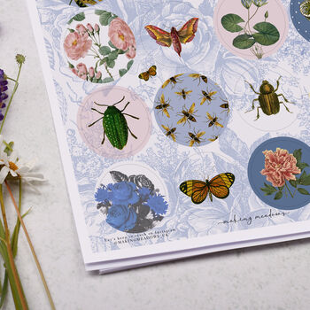 Floral Insects Circle Sticker Sheet, 2 of 2
