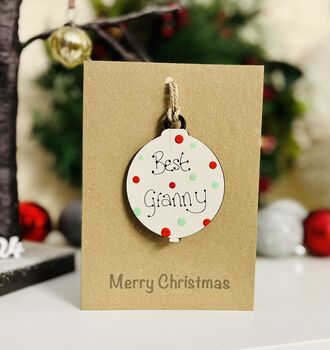 Personalised Granny Christmas Card Bauble Decoration, 3 of 4