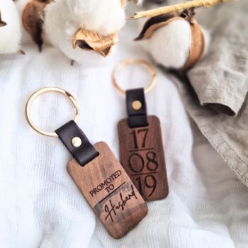 Personalised Engraved Walnut Keyring, 2 of 6