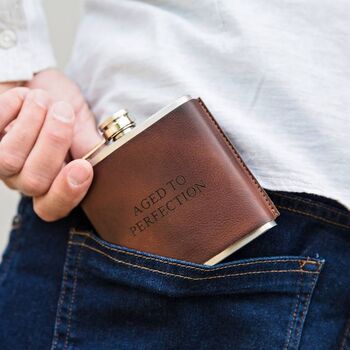 Personalised Leather Hip Flask, Shooting Accessory, 4 of 9