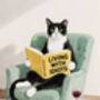 Your Own Cat Reading Book Wall Art Print | Customise Colours And Book Title, thumbnail 8 of 12
