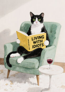 Your Own Cat Reading Book Wall Art Print | Customise Colours And Book Title, 8 of 12