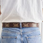 Skull Mens Leather Jeans Belt With Optional Secret Message, thumbnail 2 of 3