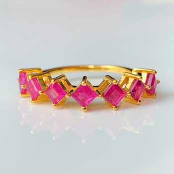 Square Ruby Half Eternity Ring, 3 of 6