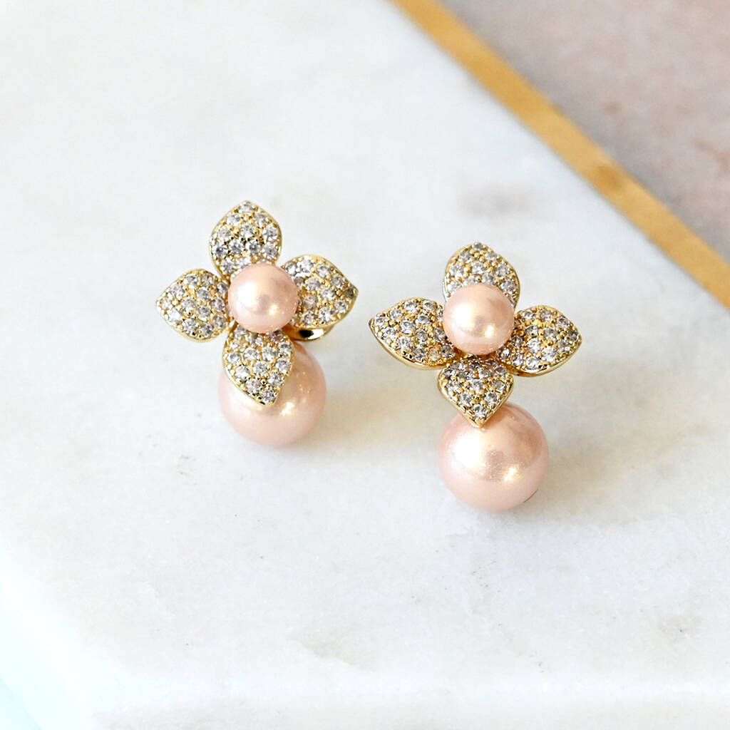 Pearl Flower Gold Plated Earrings By DCARO | notonthehighstreet.com