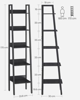 Ladder Shelf Industrial Living Room Bedroom Bookshelf, 6 of 12
