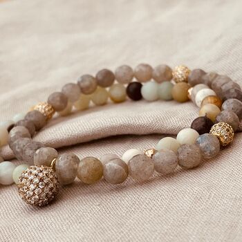 Labradorite Micro Pavé Cz Charm Bracelet, 7 of 7