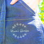Personalised Embroidered Wreath Denim Apron, thumbnail 2 of 7