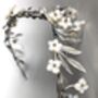 The Ostara Crown Gold Silver Shell Mother Of Pearl Floral Hair Vine Bridal Headpiece, thumbnail 12 of 12
