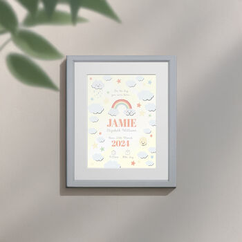 Personalised On The Day You Were Born Rainbow Framed Print, 8 of 10