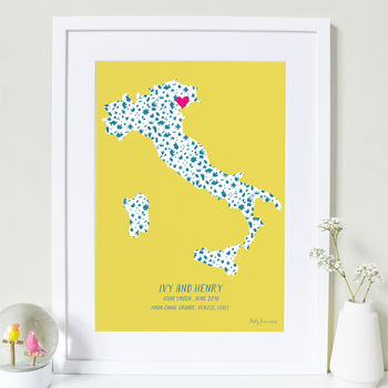 Personalised Couples Love Map Print Any Country, 3 of 6