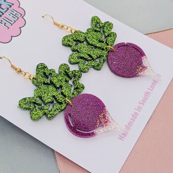 Turnip Glitter Earrings, 3 of 5