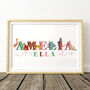 Safari Animal Illustrated Child's Name Print, thumbnail 2 of 6