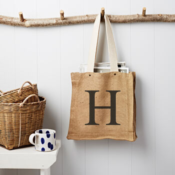 Personalised Letter Slouch Bag In Jute, 2 of 2
