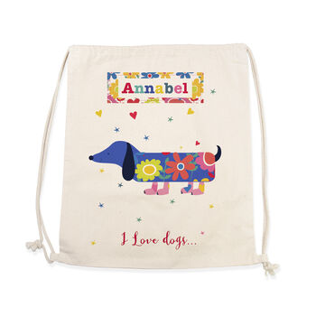 Personalised I Love Pets Cotton Nursery Bag, 5 of 5