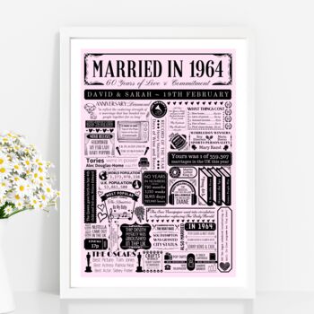Personalised 60th Diamond Wedding Anniversary Poster, 2 of 9