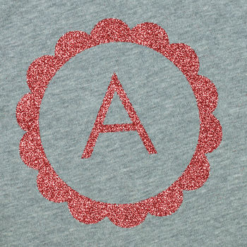 Glitter Flower T Shirt Personalised With Initial, 3 of 4