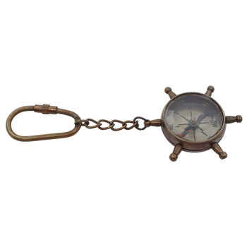 Bronze Ship Wheel Compass Keyring, 6 of 9