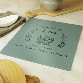 Personalised New Home Glass Chopping Board, 2 of 4