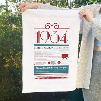 Personalised Birth Year Tea Towel, 5 of 12