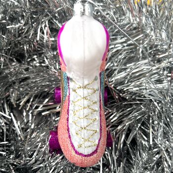 Retro Rollerskate Shaped Bauble Pink, 2 of 5