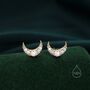 Sterling Silver Cresent Moon With Moonstone Stud Earrings, thumbnail 3 of 12