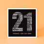 Personalised Name And Date 21st Birthday Card, thumbnail 1 of 6