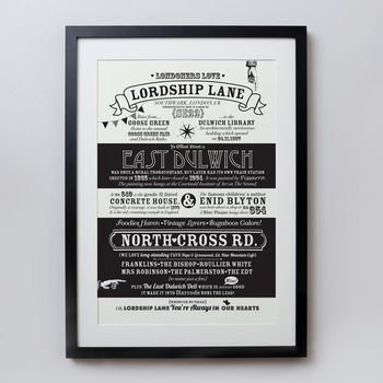East Dulwich, Lordship Lane Typography Location Print, 2 of 2