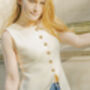 Cream Button Down Split Front Peplum Vest Top, thumbnail 4 of 7