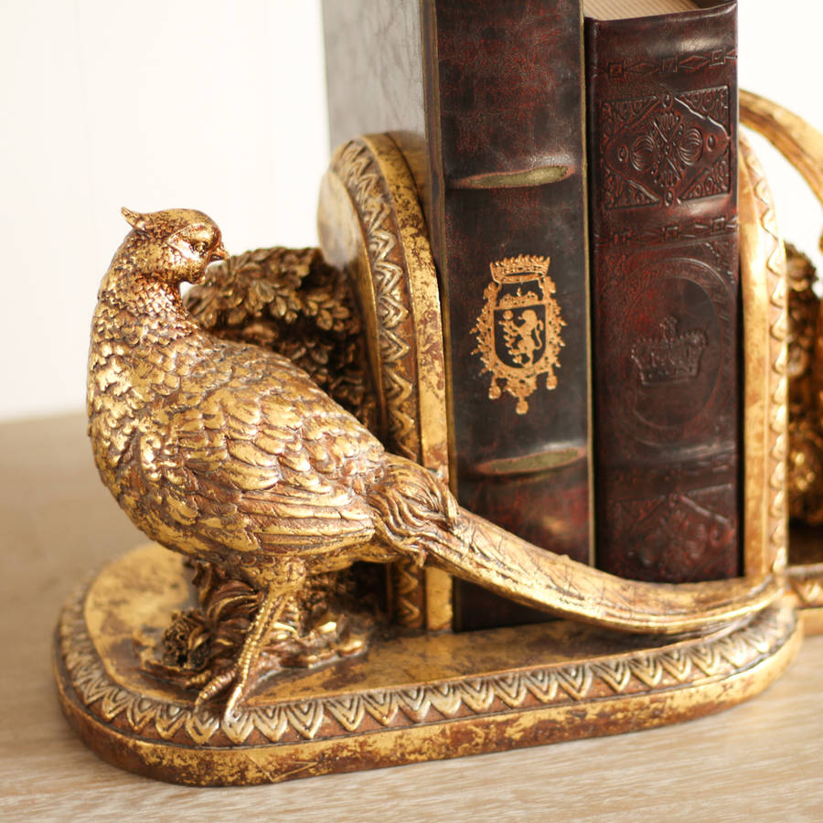 gold pheasant bookends by dibor