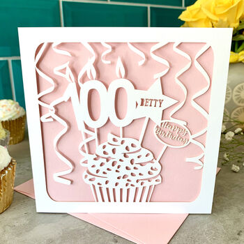 Personalised Cupcake 100th Birthday Card, 2 of 4