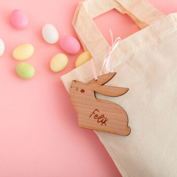 Personalised Wooden Hanging Easter Bunny Decoration, 2 of 2