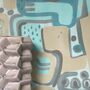 Cubist Jigsaw Wallpaper Stone / Turquoise, thumbnail 4 of 8