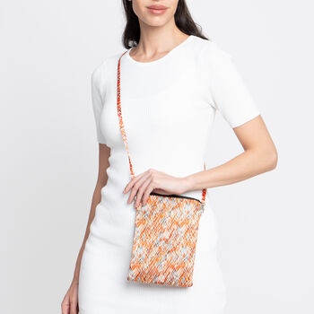 Silk Zipped Crossbody Bag Crosshatch, 7 of 12