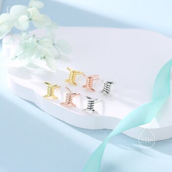 Barbed Wire Stud Earrings In Sterling Silver, 7 of 12