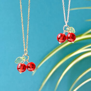 Cute Glass Cherry Necklace, 4 of 6