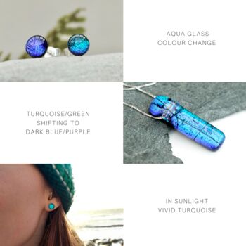 Blue Green Colour Changing Glass Necklace, 9 of 12