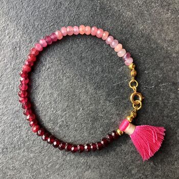 Ombre Om Beads Agate Tassel Bracelet, 8 of 9