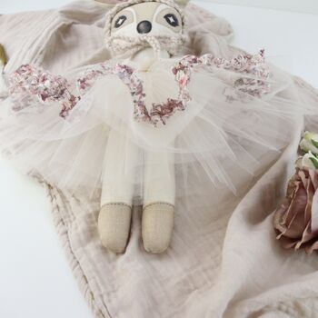 Handmade Heirloom Linen Dormouse Doll Liberty Print, 2 of 8