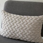 Contemporary Cable Cushion Hand Knit In Grey, thumbnail 2 of 6