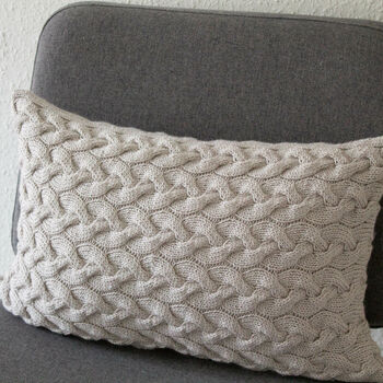 Contemporary Cable Cushion Hand Knit In Grey, 2 of 6