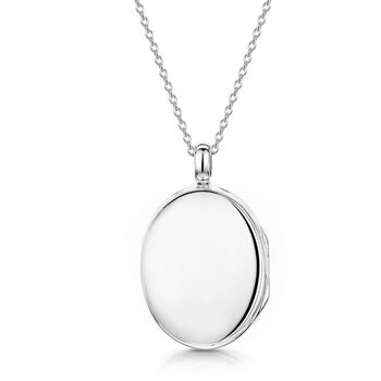 Large Personalised Sterling Silver Oval Locket Necklace, 8 of 9