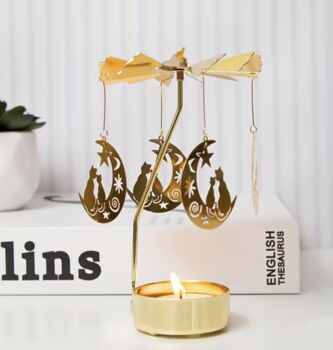 Cat In The Moon Candle Spinner Tealight Decoration, 2 of 2