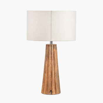 Natural Mango Wood Textured Cone Table Lamp, 3 of 8